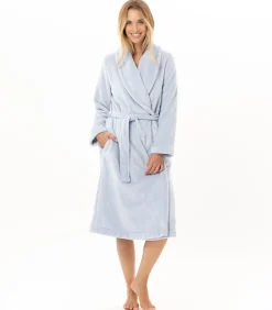 Kruislingse badjas van flanellen pluche ESSENTIEL H61B