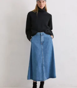 Kuitlange spijkerrok A-vorm