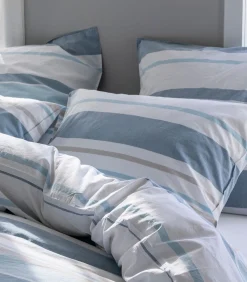 Kussensloop van gewassen katoenperkal, HORIZON BAYADÈRE