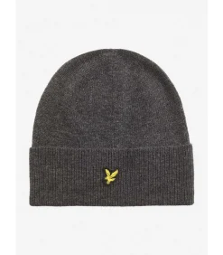 Lambswool blend ribbed beanie - charcoal marl