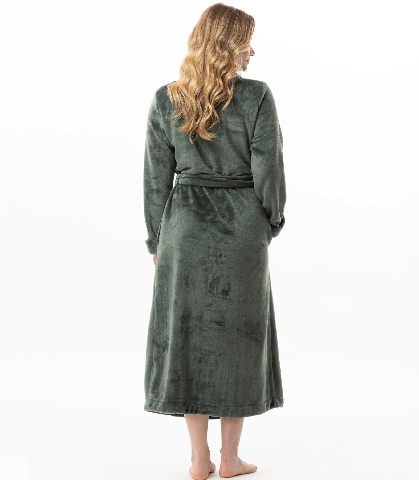 Lange badjas met overslag van flanellen badstof ESSENTIEL 169