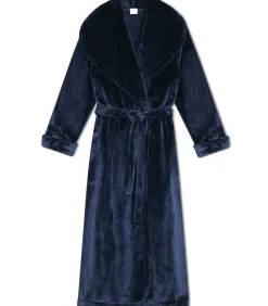 Lange badjas met overslag van flanellen badstof ESSENTIEL 169