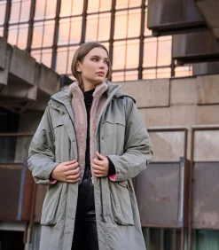 Lange parka met capuchon Groen essen 42