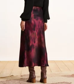 Lange rode rok met print