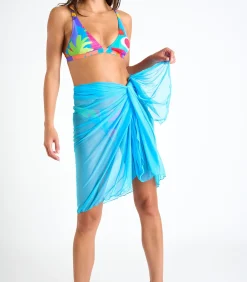Lange sarong in turquoise voile BIG UNI