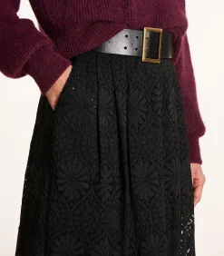 Lange zwarte kanten rok