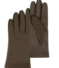 Leren dameshandschoenen met zijden voering Olive