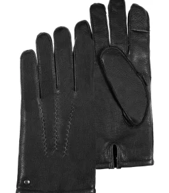 Leren herenhandschoenen Zwart 3 staven