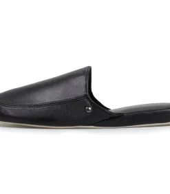 Leren herenslippers Zwart
