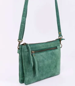 Leren schoudertas met dubbele vakken AGAVE