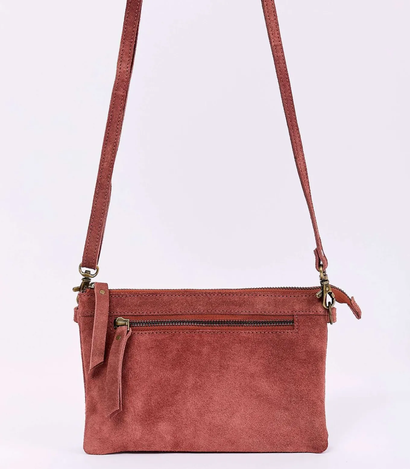 Leren schoudertas met dubbele vakken AGAVE