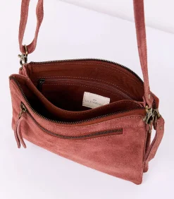 Leren schoudertas met dubbele vakken AGAVE