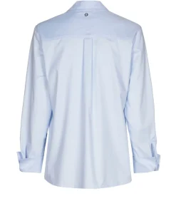 Lichtblauwe bloes in katoen met stretch