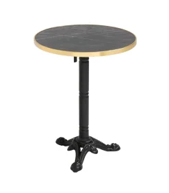 Liggende zwartmarmeren terrastafel van 60 cm en 2 groene stoelen