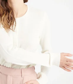 LILLY 4 Uitgestikt vest met ronde hals - 100% kasjmier