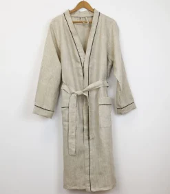 Linnen badjas in ecru linnen 4xl