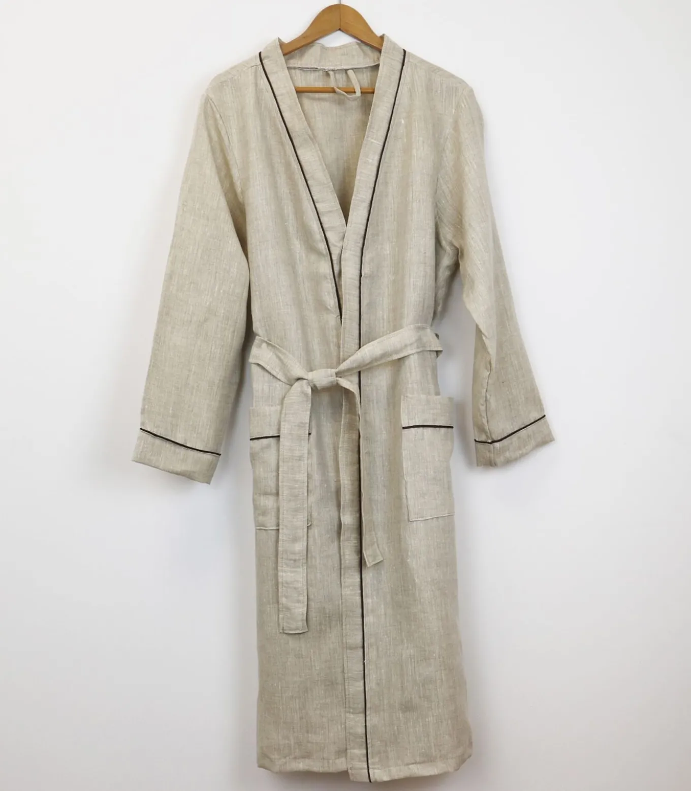 Linnen badjas in ecru linnen 4xl