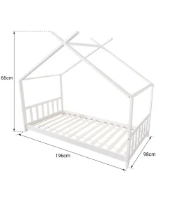 Lit cabane pour enfant 190x90cm blanc GASPARD