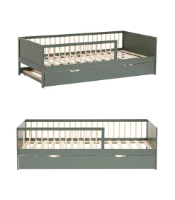 Lit gigogne pour enfant 190x90cm vert ADAM