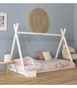 Lit tipi pour enfant 190x90cm blanc VALENTIN
