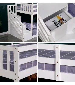 Lits superposés pour enfants 190x90cm blanc CELESTINE