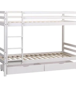 Lits superposés pour enfants 190x90cm blanc avec tiroirs AMBRE