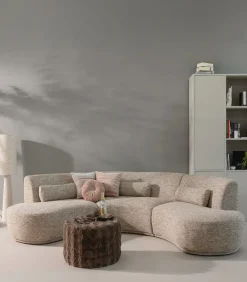 Loft Vloerlamp - Metaal/Bouclé - Naturel Met Stippen 130xØ30 cm