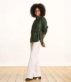 Losvallend kaki overhemd van flanel