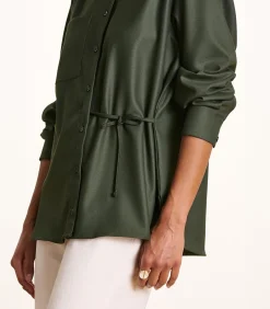 Losvallend kaki overhemd van flanel