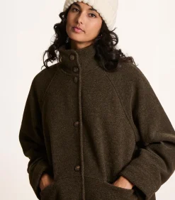Losvallende 3/4 jas in bruin boiled wool