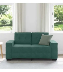 Loveseat met kussen Donkergroen Fluweel