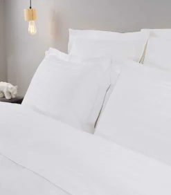 Luxe gestreept laken in wit katoensatijn 270x300 cm