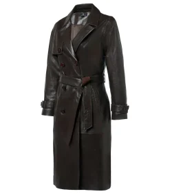 Lyana Leren Jas Donkerbruin