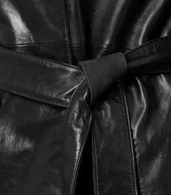 Lyana Leren Jas Zwart