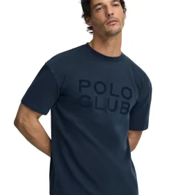 Marineblauw T-shirt Tarak met Polo Club-logo