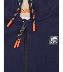 Marineblauwe jongenstrui met rits en capuchon