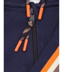 Marineblauwe jongenstrui met rits en capuchon