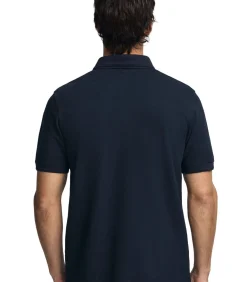 Marineblauwe polo van piqué-katoen met geborduurd Rigby Go-logo