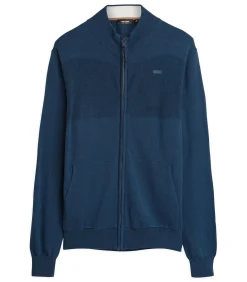 Marineblauwe trui met rits voor heren