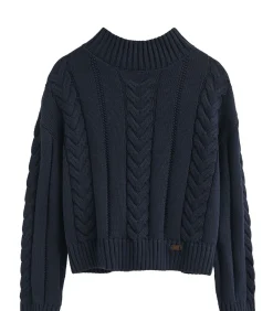 Marineblauwe trui Serena van grof breisel