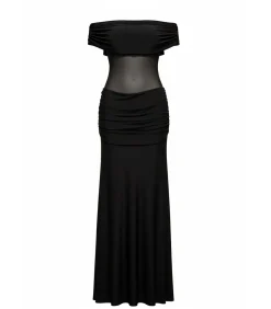 Maxi-jurk “Gathered Off The Shoulder Mesh Waist Panel Maxi Dress”