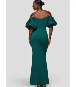 Maxi-jurk “Off The Shoulder 3D Puffed Sleeve Sweetheart Maxi Dress”