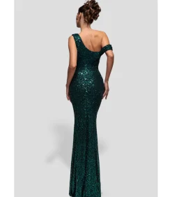 Maxi-jurk “Sequin Cowl One Shoulder Maxi Dress”