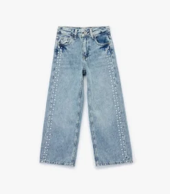 Meisjes Spijkerbroek Brede Pijpen Katoen Studs