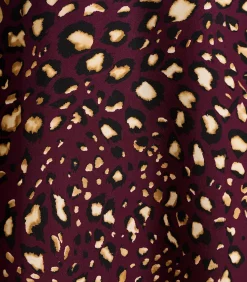 Midi rok met knopen in bordeaux met print