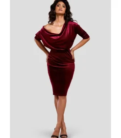 Midi-jurk “Glitter Velvet Cowl Neck Sheath Midi Dress”