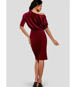 Midi-jurk “Glitter Velvet Cowl Neck Sheath Midi Dress”