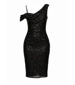 Midi-jurk “Sequin Cowl One Shoulder Midi Dress”