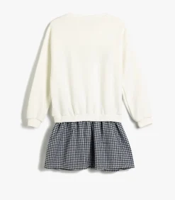 Mini-lengte Met gebruik van twee verschillende stoffen Jurk