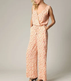 MIRZOU - Mouwloze Boheemse wikkeljumpsuit met etnisch patroon